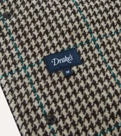 Houndstooth Check Wool Raglan Coat -Drakes Shop DR2A1Q23505 01101 71