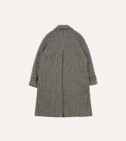 Houndstooth Check Wool Raglan Coat -Drakes Shop DR2A1Q23505 01101 8