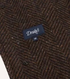 Brown Herringbone Wool Raglan Coat -Drakes Shop DR2A1Q23506 01301 7