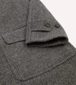 Grey Herringbone Wool Raglan Coat -Drakes Shop DR2A1Q23508 01600 4