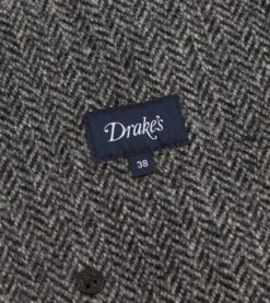 Grey Herringbone Wool Raglan Coat -Drakes Shop DR2A1Q23508 01600 7