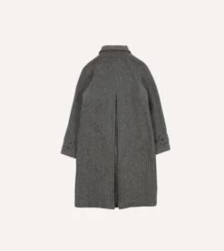 Grey Herringbone Wool Raglan Coat -Drakes Shop DR2A1Q23508 01600 8