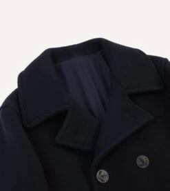 Navy Wool Double-Breasted Peacoat -Drakes Shop DR2A1S23502 01250 3