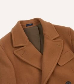 Camel Double-Breasted Cashmere-Wool Overcoat -Drakes Shop DR2A1T23515 01300 3