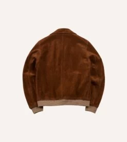 Tobacco Heavyweight Suede A-2 Bomber Jacket -Drakes Shop DR2A1U21351 01300 5
