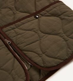 Olive Quilted Nylon Zip Vest -Drakes Shop DR2A1W22525 02400 4 LR