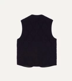 Navy Quilted Melton Wool Zip Vest -Drakes Shop DR2A1W22638 01250 6