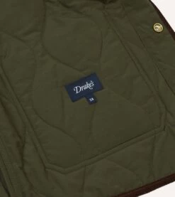 Olive Quilted Nylon Snap Vest -Drakes Shop DR2A1X23523 01400 5
