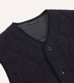 Navy Quilted Casentino Snap Vest -Drakes Shop DR2A1X23572 01250 3