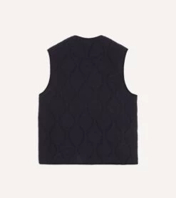 Navy Quilted Casentino Snap Vest -Drakes Shop DR2A1X23572 01250 5