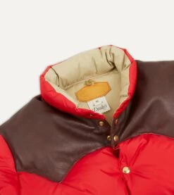 Rocky Mountain Featherbed For Drake's Red Nylon Leather Christy Down Jacket -Drakes Shop DR2A1Y22828 01700 3