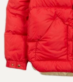Rocky Mountain Featherbed For Drake's Red Nylon Leather Christy Down Jacket -Drakes Shop DR2A1Y22828 01700 4