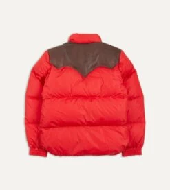 Rocky Mountain Featherbed For Drake's Red Nylon Leather Christy Down Jacket -Drakes Shop DR2A1Y22828 01700 7