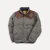 Rocky Mountain Featherbed For Drake's Herringbone Harris Tweed Leather Christy Down Jacket -Drakes Shop DR2A1Y22830 01603 1