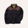 Rocky Mountain Featherbed For Drake's Navy Harris Tweed Leather Christy Down Jacket -Drakes Shop DR2A1Y22830 02253 1