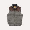 Rocky Mountain Featherbed For Drake's Herringbone Harris Tweed Leather Christy Down Vest