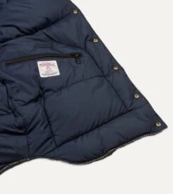 Rocky Mountain Featherbed For Drake's Herringbone Harris Tweed Leather Christy Down Vest -Drakes Shop DR2A1Y22831 01603 5