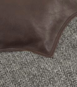 Rocky Mountain Featherbed For Drake's Herringbone Harris Tweed Leather Christy Down Vest -Drakes Shop DR2A1Y22831 01603 6