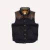 Rocky Mountain Featherbed For Drake's Navy Harris Tweed Leather Christy Down Vest -Drakes Shop DR2A1Y22831 02253 1