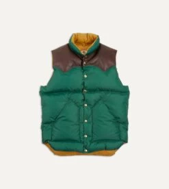 Rocky Mountain Featherbed For Drake's Green Nylon Leather Christy Down Vest