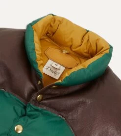 Rocky Mountain Featherbed For Drake's Green Nylon Leather Christy Down Vest -Drakes Shop DR2A1Y22973 01400 3
