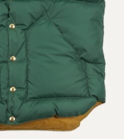 Rocky Mountain Featherbed For Drake's Green Nylon Leather Christy Down Vest -Drakes Shop DR2A1Y22973 01400 4