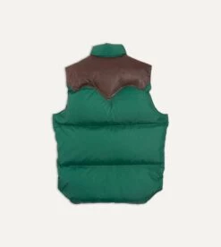 Rocky Mountain Featherbed For Drake's Green Nylon Leather Christy Down Vest -Drakes Shop DR2A1Y22973 01400 7