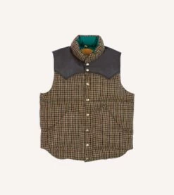 Rocky Mountain Featherbed For Drake's Houndstooth Check Harris Tweed Christy Down Vest
