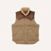 Rocky Mountain Featherbed For Drake's Brown Waxed Cotton Christy Down Vest With Shearling Collar -Drakes Shop DR2A1Y23619 01300 1