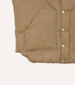 Rocky Mountain Featherbed For Drake's Brown Waxed Cotton Christy Down Vest With Shearling Collar -Drakes Shop DR2A1Y23619 01300 5