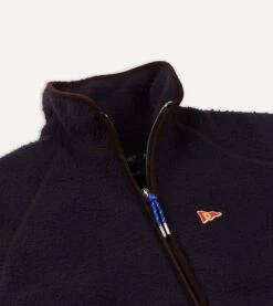 Navy Casentino Wool Half-Zip Pullover Fleece -Drakes Shop DR2A1Z 21002 02 250 3