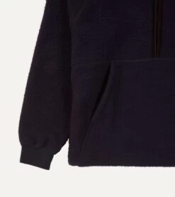 Navy Casentino Wool Half-Zip Pullover Fleece -Drakes Shop DR2A1Z 21002 02 250 5