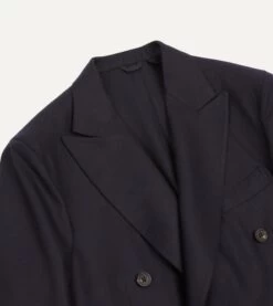 Navy Wool Flannel Double-Breasted Tailored Jacket -Drakes Shop DR2A2A 22800 01 250 3