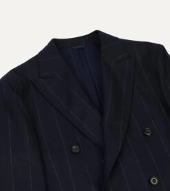 Navy Chalkstripe Wool Double-Breasted Tailored Jacket -Drakes Shop DR2A2A23629 01252 3