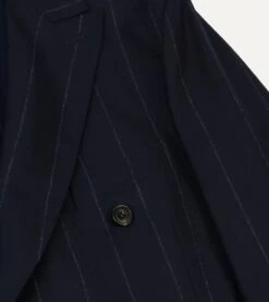 Navy Chalkstripe Wool Double-Breasted Tailored Jacket -Drakes Shop DR2A2A23629 01252 4