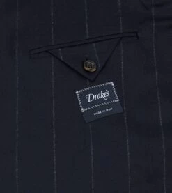 Navy Chalkstripe Wool Double-Breasted Tailored Jacket -Drakes Shop DR2A2A23629 01252 7