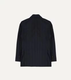 Navy Chalkstripe Wool Double-Breasted Tailored Jacket -Drakes Shop DR2A2A23629 01252 8