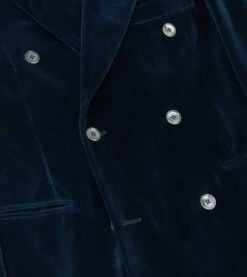 Blue Velvet Double-Breasted Tailored Jacket -Drakes Shop DR2A2A23732 01250 5