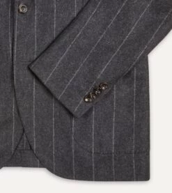 Grey Chalkstripe Wool Flannel Tailored Jacket -Drakes Shop DR2A2B 21868 02 602 4