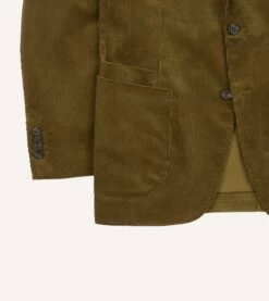 Olive Green Mid-Wale Cotton Corduroy Tailored Jacket -Drakes Shop DR2A2B21376 02400 5