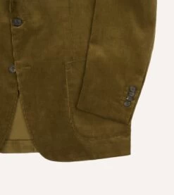 Olive Green Mid-Wale Cotton Corduroy Tailored Jacket -Drakes Shop DR2A2B21376 02400 6