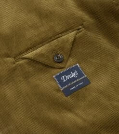 Olive Green Mid-Wale Cotton Corduroy Tailored Jacket -Drakes Shop DR2A2B21376 02400 7