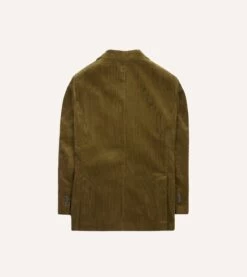 Olive Green Mid-Wale Cotton Corduroy Tailored Jacket -Drakes Shop DR2A2B21376 02400 8