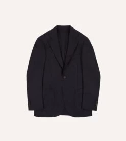 Navy Wool Flannel Tailored Jacket