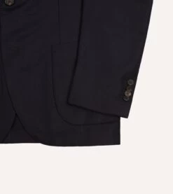 Navy Wool Flannel Tailored Jacket -Drakes Shop DR2A2B21379 01250 5