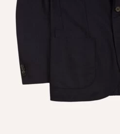 Navy Wool Flannel Tailored Jacket -Drakes Shop DR2A2B21379 01250 6