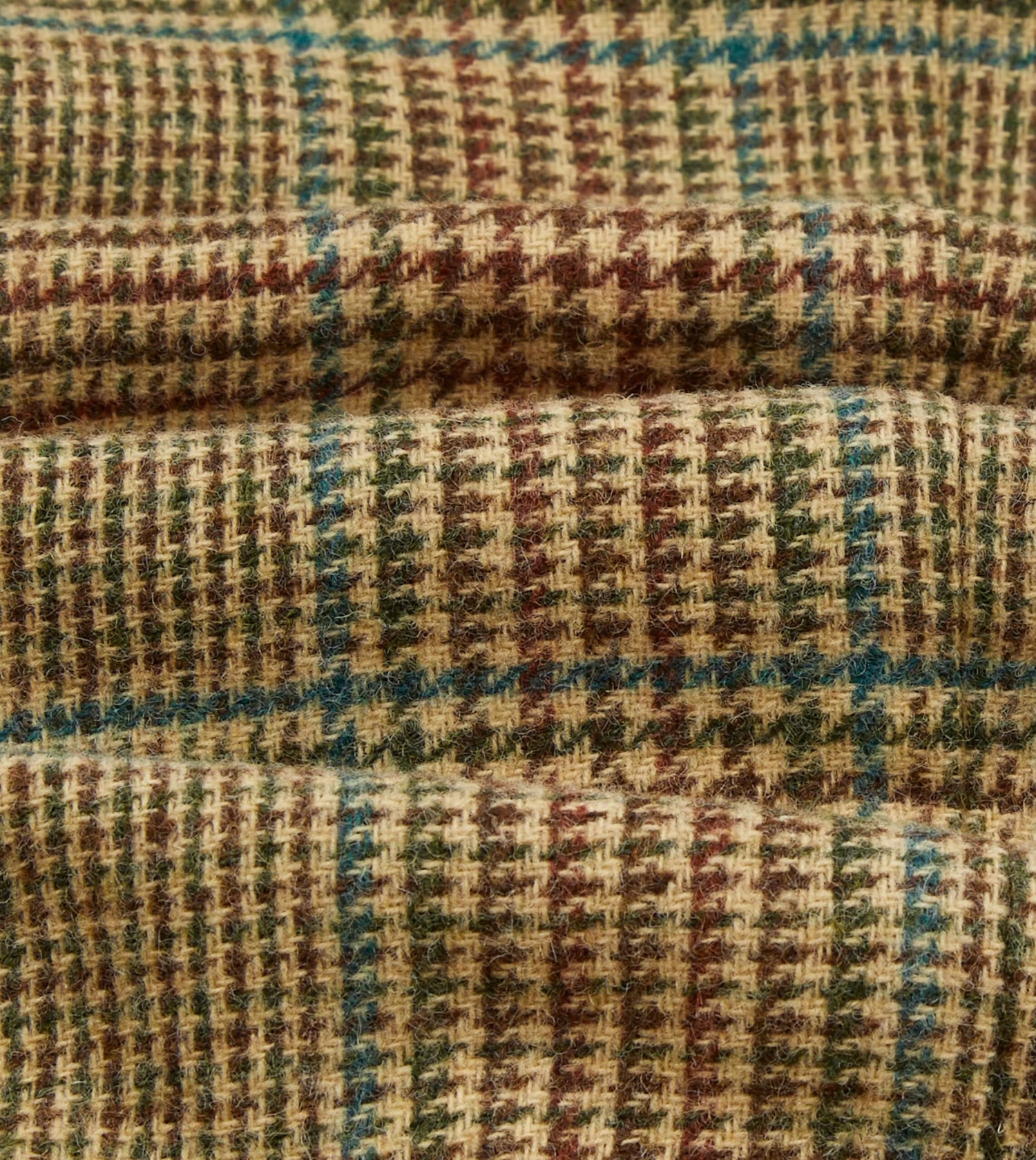 Brown, Green And Blue Houndstooth Check Tweed Blazer 4 Brown, Green And Blue Houndstooth Check Tweed Blazer - Image 2