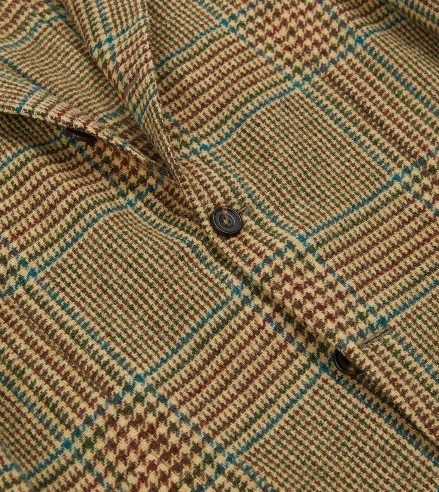 Brown, Green And Blue Houndstooth Check Tweed Blazer 6 Brown, Green And Blue Houndstooth Check Tweed Blazer - Image 4