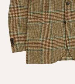 Brown, Green And Blue Houndstooth Check Tweed Blazer 16 Brown, Green And Blue Houndstooth Check Tweed Blazer -Drakes Shop DR2A2B22211 01663 6