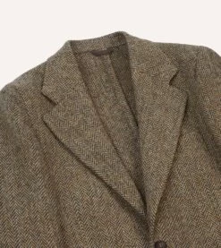 Brown Herringbone Harris Tweed Blazer -Drakes Shop DR2A2B23623 01600 3